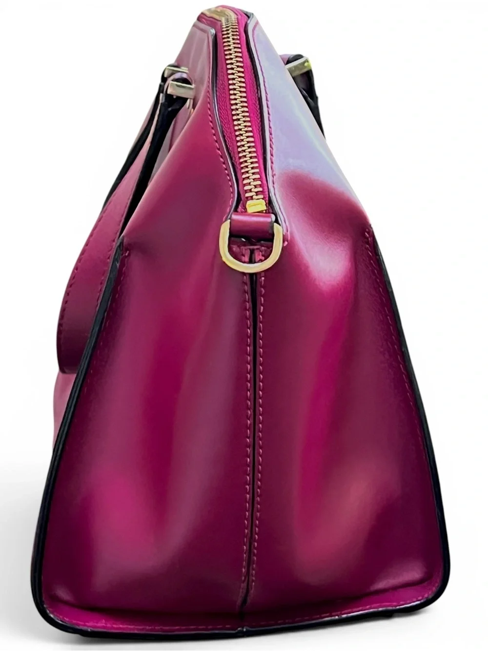 Kate Spade Savannah Parliament Square Leather Satchel Handbag Red Plum WKRU3115